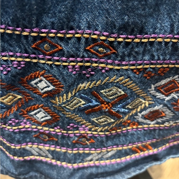 VTG Denim Blue Jean Jumper Dress Maxi Sleeveless women’s SzM Cottagecore Boho - Picture 12 of 13